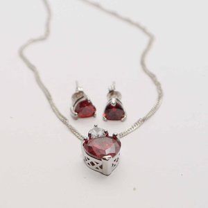 Brand NEW Red Heart Necklace, and Ear Pins